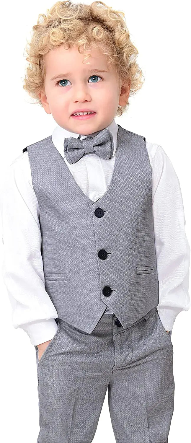 Boys Ivory Long Sleeve Formal Dress Shirt & Tie - Malcolm Royce